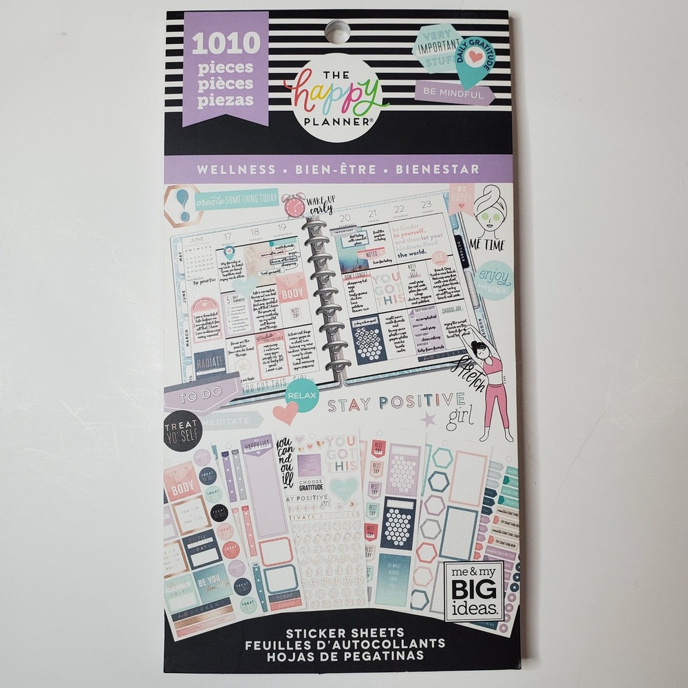 The Happy Planner Wellness Sticker Book 1010 Pieces 30 Sheets PPSY-111-3048 New